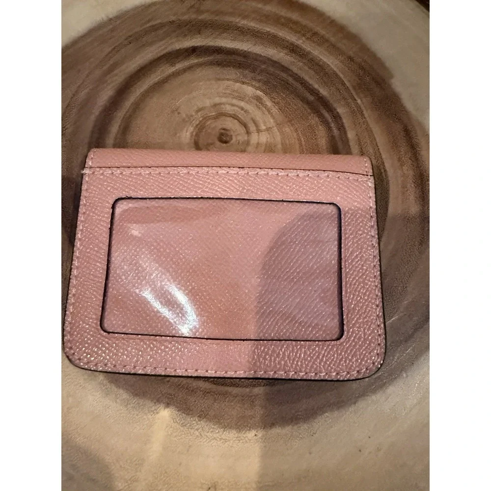 Coach card case ID Window wallet In Taffy Pink Snap Closure Keychain
